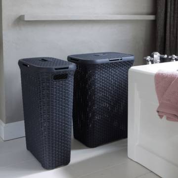 Curver Laundry Basket Set with Lid - 2x60L Anthracite