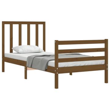 Solid Wood Bed Frame with Headboard - Honey Brown 90x200 cm