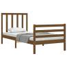 Solid Wood Bed Frame with Headboard - Honey Brown 90x200 cm