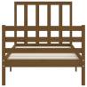 Solid Wood Bed Frame with Headboard - Honey Brown 90x200 cm