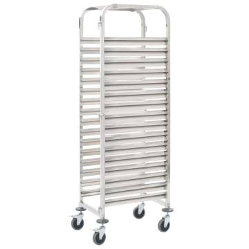 Stainless Steel Kitchen Trolley for 16 Trays - 38x55x163 cm