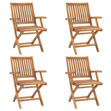 Folding Garden Chairs - 4 pcs Solid Teak Wood | HiPo Market