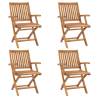 Folding Garden Chairs 4 pcs Solid Teak Wood Quantity in Package 4 Model with armrest Number of 1 