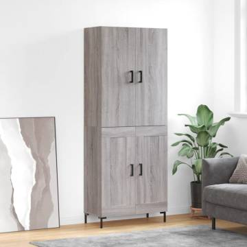 Stylish Highboard Grey Sonoma - 69.5x34x180 cm | HipoMarket