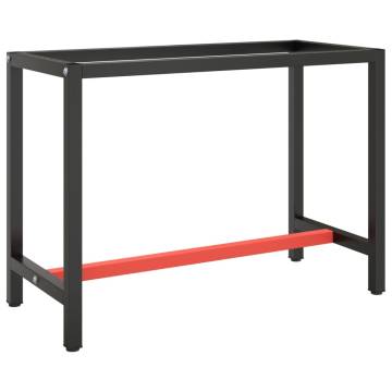 Durable Work Bench Frame in Matte Black & Red - 110x50 cm