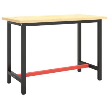 Durable Work Bench Frame in Matte Black & Red - 110x50 cm