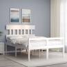 Bed Frame with Headboard White Small Double Solid Wood Colour white Size 120 x 190 cm Model high 