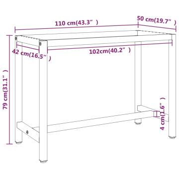 Durable Work Bench Frame in Matte Black & Red - 110x50 cm