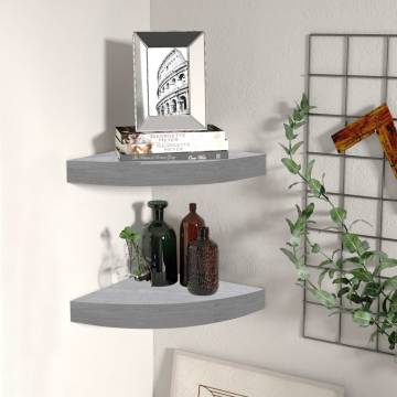 Stylish Wall Corner Shelves - Concrete Grey - 2 pcs