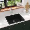 Kitchen Sink with Overflow Hole Black Granite Colour black Size 550 x 460 x 194 mm 