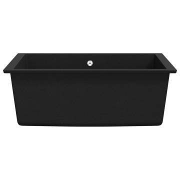 Black Granite Kitchen Sink with Overflow Hole | Hipomarket