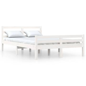 White Solid Wood Bed Frame 140x190 cm - Modern Bedroom Decor