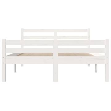 White Solid Wood Bed Frame 140x190 cm - Modern Bedroom Decor