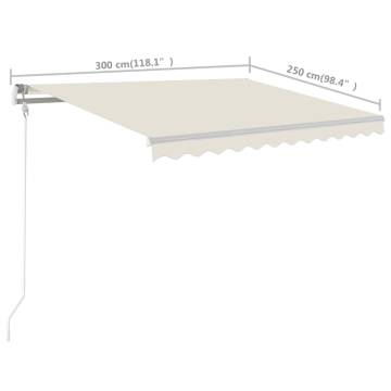 Manual Retractable Awning 3x2.5m Cream - UV Protection