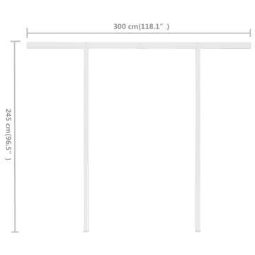 Manual Retractable Awning 3x2.5m Cream - UV Protection