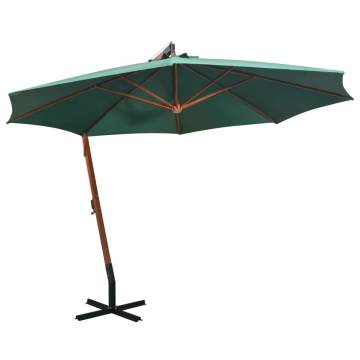 Hanging Parasol 350 cm - Wooden Pole in Green | Hipo Market