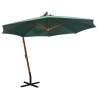 Hanging Parasol 350 cm Wooden Pole Green Colour green Size 3.5 x 2.9 m Quantity in Package 1 