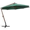 Hanging Parasol 350 cm - Wooden Pole in Green | Hipo Market