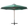 Hanging Parasol 350 cm - Wooden Pole in Green | Hipo Market