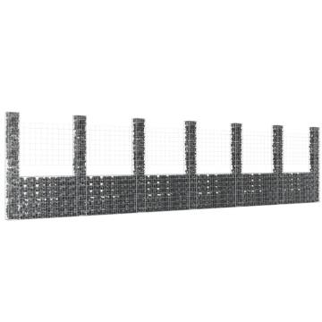 U-shape Gabion Basket with 7 Posts - 740x20x200 cm