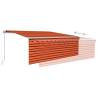 Manual Retractable Awning 4x3m Orange & Brown with LED Lights