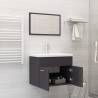 Stylish 2 Piece Bathroom Furniture Set in Grey Engineered Wood