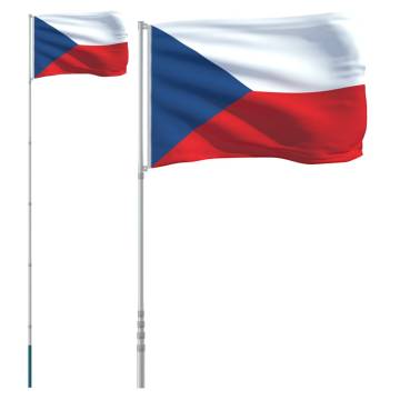 Czech Flag and Pole 5.55m Aluminium - Durable & Adjustable