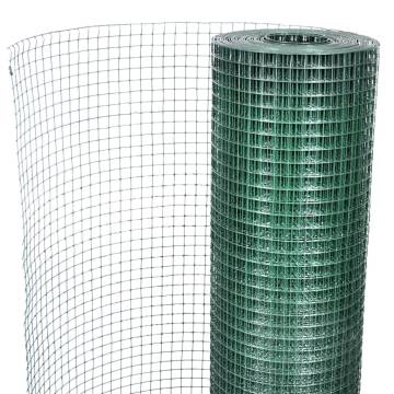 Galvanised Chicken Wire Fence with PVC Coating - 25x1m Green