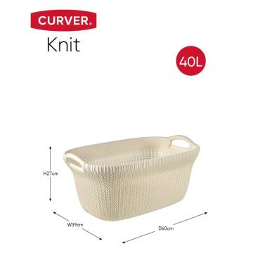 Curver 40L Creamy White Laundry Basket - Stylish & Functional