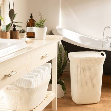 Curver 40L Creamy White Laundry Basket - Stylish & Functional