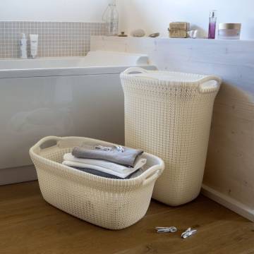 Curver 40L Creamy White Laundry Basket - Stylish & Functional