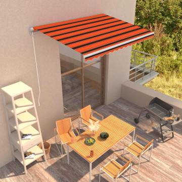 Manual Retractable Awning 350x250 cm - Orange & Brown