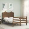 Honey Brown Small Double Bed Frame with Headboard - Solid Wood