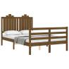 Honey Brown Small Double Bed Frame with Headboard - Solid Wood