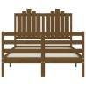 Honey Brown Small Double Bed Frame with Headboard - Solid Wood