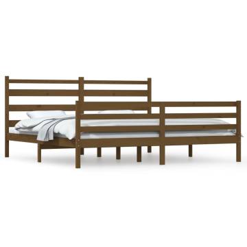 Solid Wood Pine Bed Frame 200x200 cm in Honey Brown