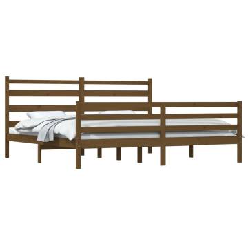 Solid Wood Pine Bed Frame 200x200 cm in Honey Brown