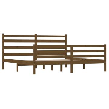 Solid Wood Pine Bed Frame 200x200 cm in Honey Brown