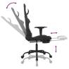 Gaming Chair with Footrest - Stylish Black & White Fabric