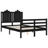 Black Bed Frame with Headboard - Solid Wood 120x200 cm