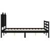 Black Bed Frame with Headboard - Solid Wood 120x200 cm