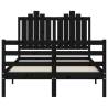 Black Bed Frame with Headboard - Solid Wood 120x200 cm