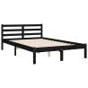 Black Bed Frame with Headboard - Solid Wood 120x200 cm