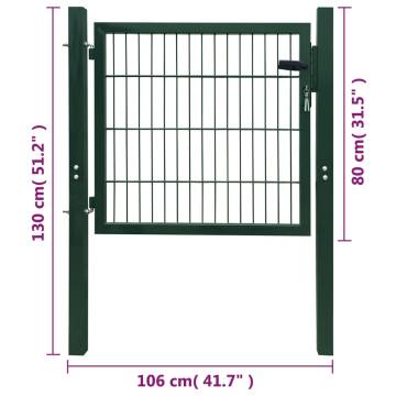 Durable 2D Green Fence Gate 106 x 130 cm - Secure Your Garden