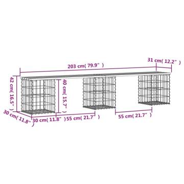 Garden Bench Gabion Design - Solid Douglas Wood | Hipo Market