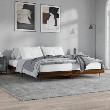 Brown Oak Bed Frame 120x200 cm - Engineered Wood