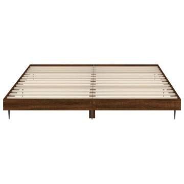 Brown Oak Bed Frame 120x200 cm - Engineered Wood