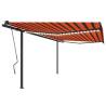 Manual Retractable Awning with LED 4x3.5 m Orange and Brown Colour multicolour Size 4 x 3.5 m Quantity in Package 1 