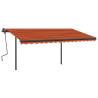 Manual Retractable Awning with LED - 4x3.5m Orange & Brown