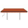 Manual Retractable Awning with LED - 4x3.5m Orange & Brown